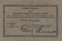 p30 from German East Africa: 5 Rupien from 1915